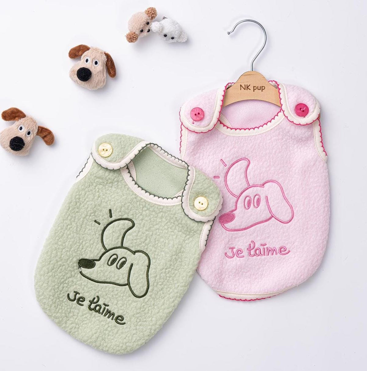 Je T’aime Puppy Fleece Top, S-2XL, Small Dog Clothes, Winter Dog Outfit, Christmas Dog Top, NKPUP - NKpup