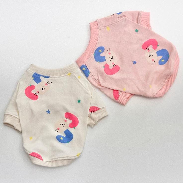 NKpup Star Bunny Cozy Sweatshirts in cream and pink with cute bunny and star patterns.