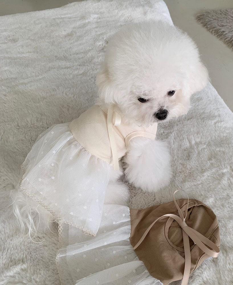 Ribbon Tulle Dress, S-XL, Small Dog Clothes, Dog Dress, Dog Wedding, Dog Luxury Dress, NKPUP - NKpup
