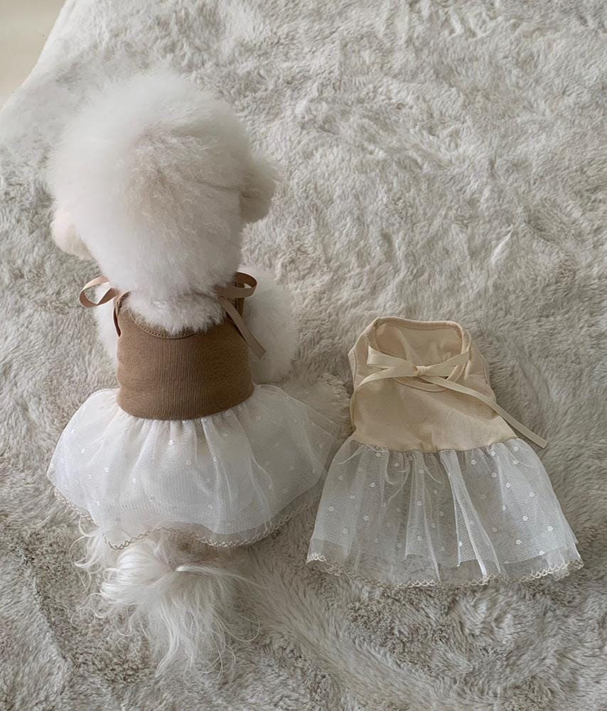 Ribbon Tulle Dress, S-XL, Small Dog Clothes, Dog Dress, Dog Wedding, Dog Luxury Dress, NKPUP - NKpup