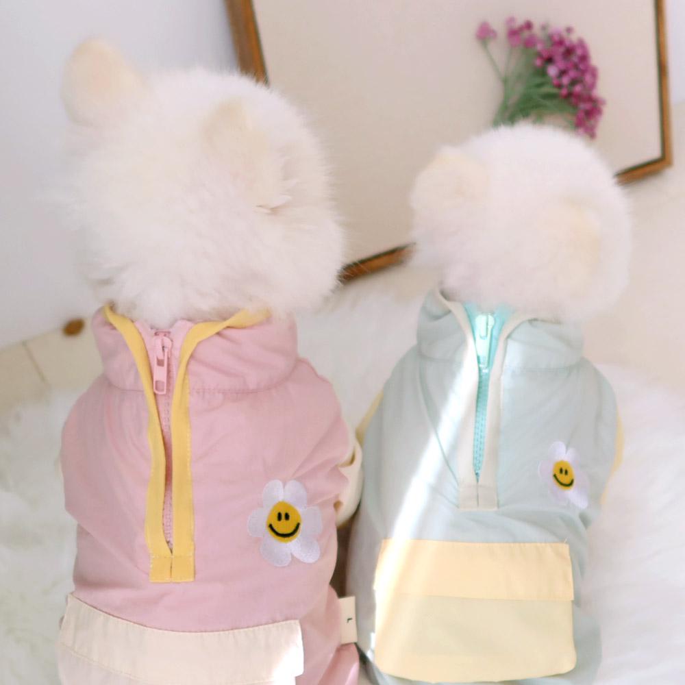 Smiley Daisy Half Zip-up Jacket, S-XL, Small Dog Top, Dog T-shirts, Dog Knit, Dog Clothes - NKpup