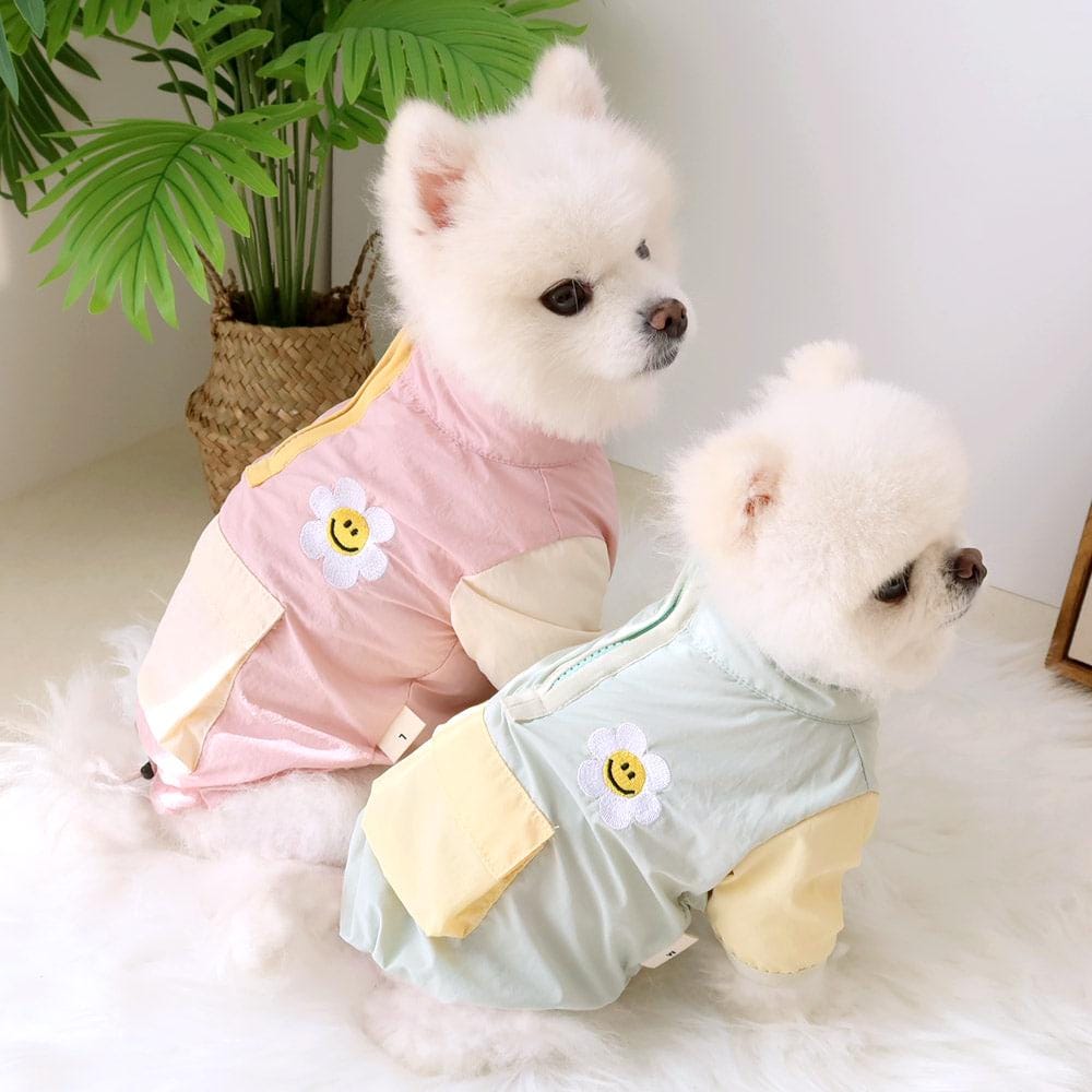 Smiley Daisy Half Zip-up Jacket, S-XL, Small Dog Top, Dog T-shirts, Dog Knit, Dog Clothes - NKpup