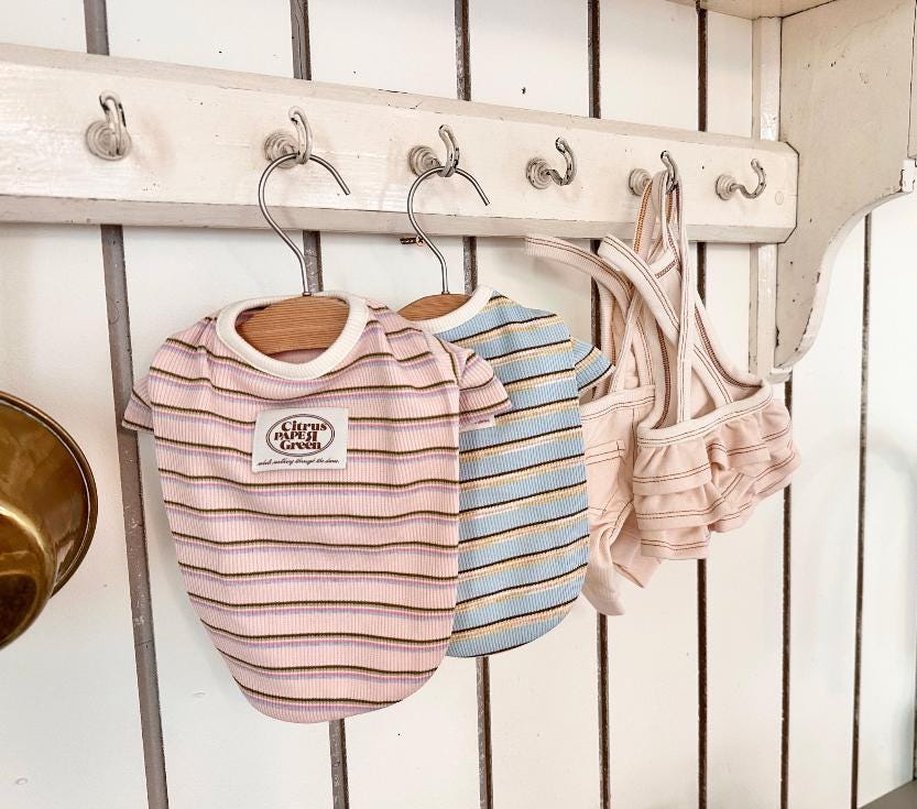 Soft Pastel Stripe Ribbed Tee XS-2XL, Small Dog Clothes, Dog Essential Tee, Dog T-shirts, Dog Top, NKPUP - NKpup