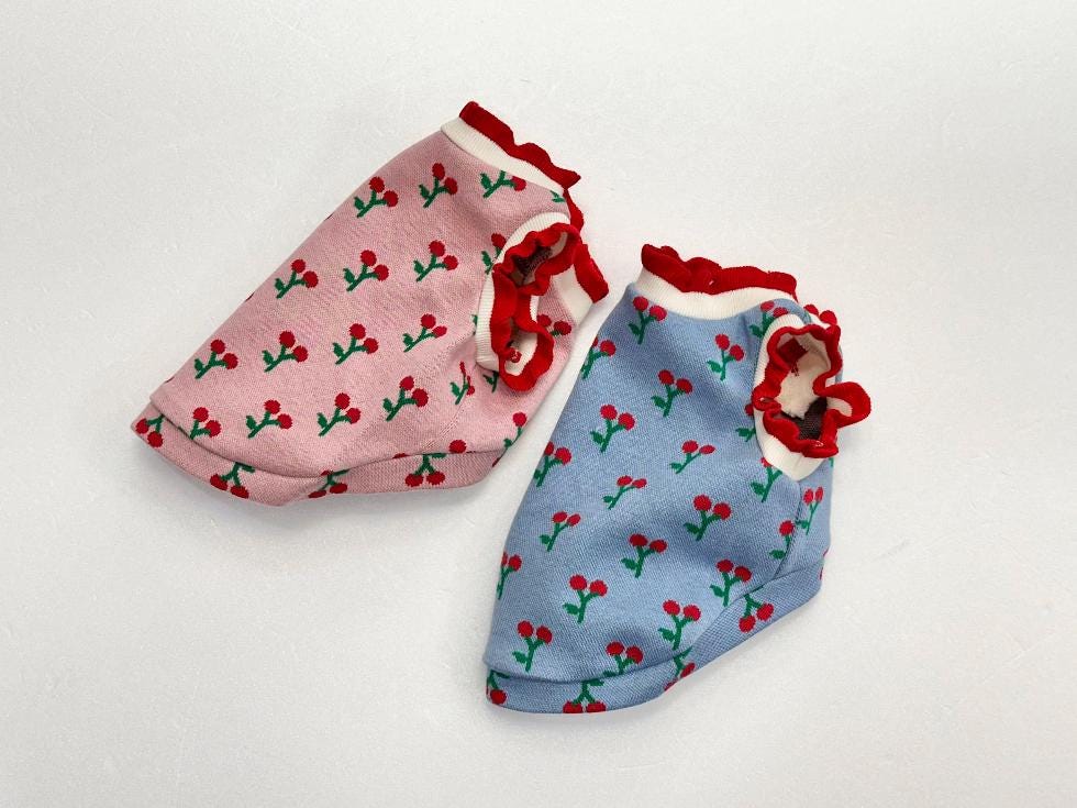 Cherry Knit Frill Tank Top, XS-2XL, Pet Clothing, Dog-Vest, Dog Jacket, Dog Fashion, Dog Apparel, Pet Clothing - NKpup