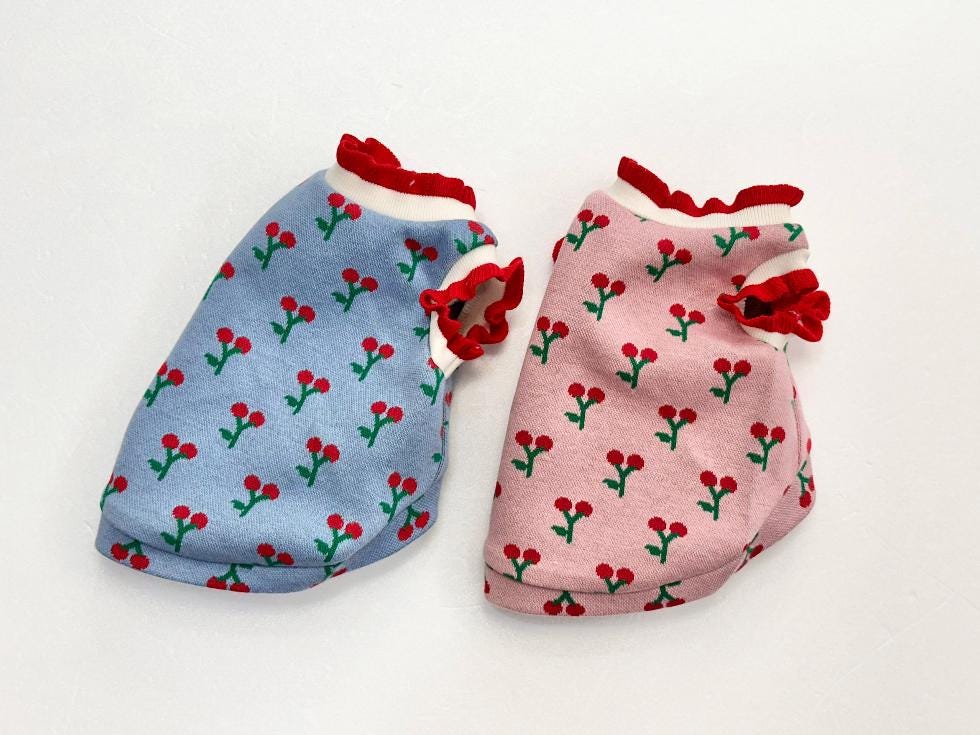 Cherry Knit Frill Tank Top, XS-2XL, Pet Clothing, Dog-Vest, Dog Jacket, Dog Fashion, Dog Apparel, Pet Clothing - NKpup