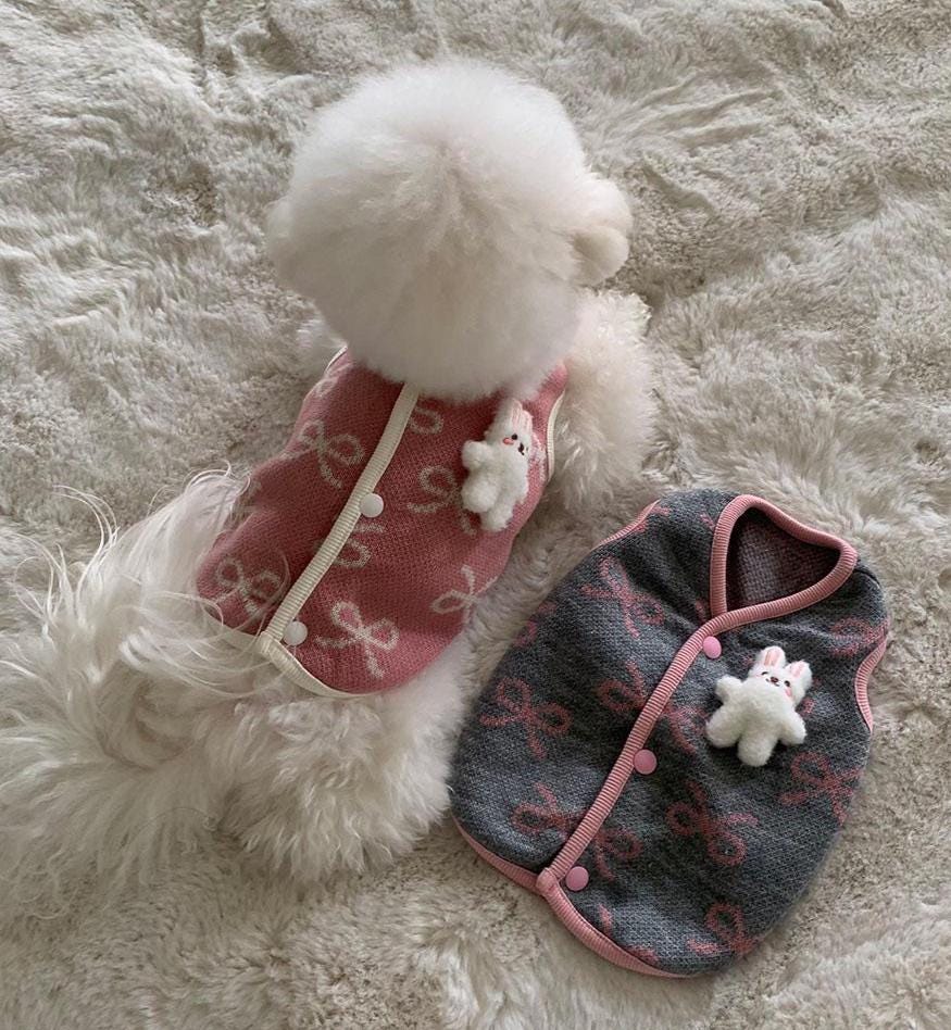 Ribbon Bunny Knit Vest, S-2XL, Small Dog Clothes, Winter Dog Outfit, Christmas Dog Top, NKPUP - NKpup