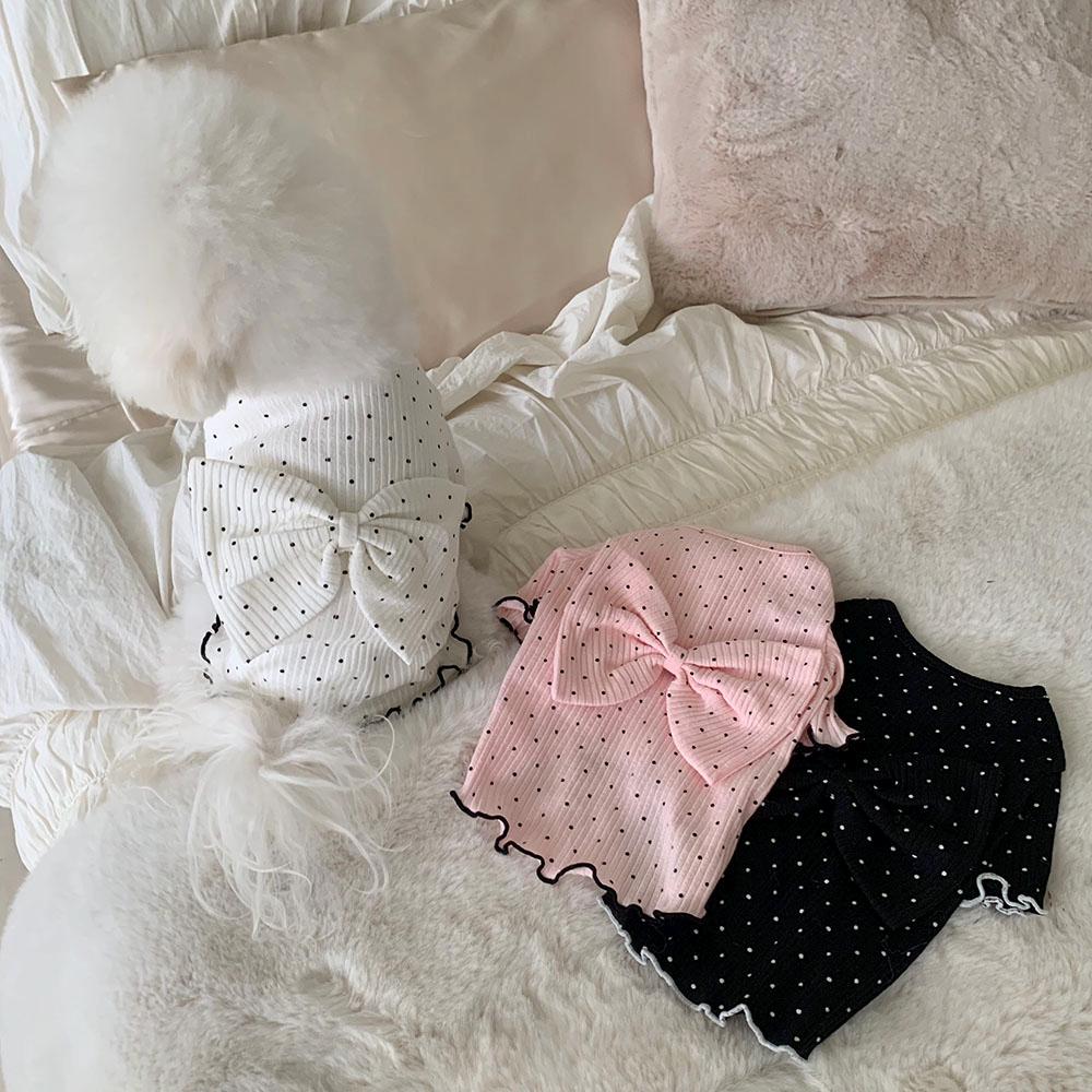 Polka Dot Bow Top, S-XL, Small Dog Clothes, Pet Sweater, Winter Dog Top, Dog Knit, NKPUP - NKpup