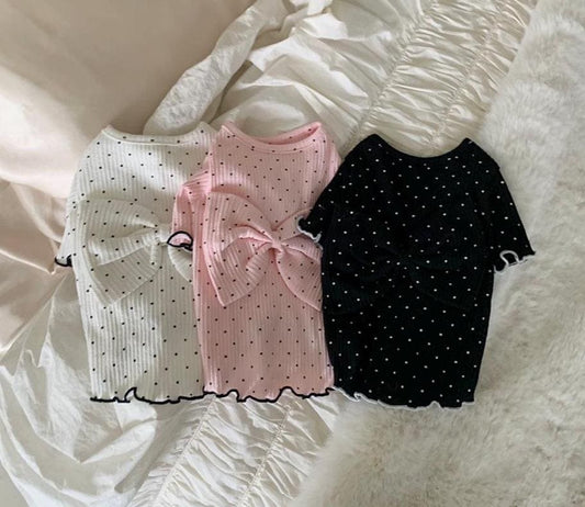 Polka Dot Bow Top, S-XL, Small Dog Clothes, Pet Sweater, Winter Dog Top, Dog Knit, NKPUP - NKpup