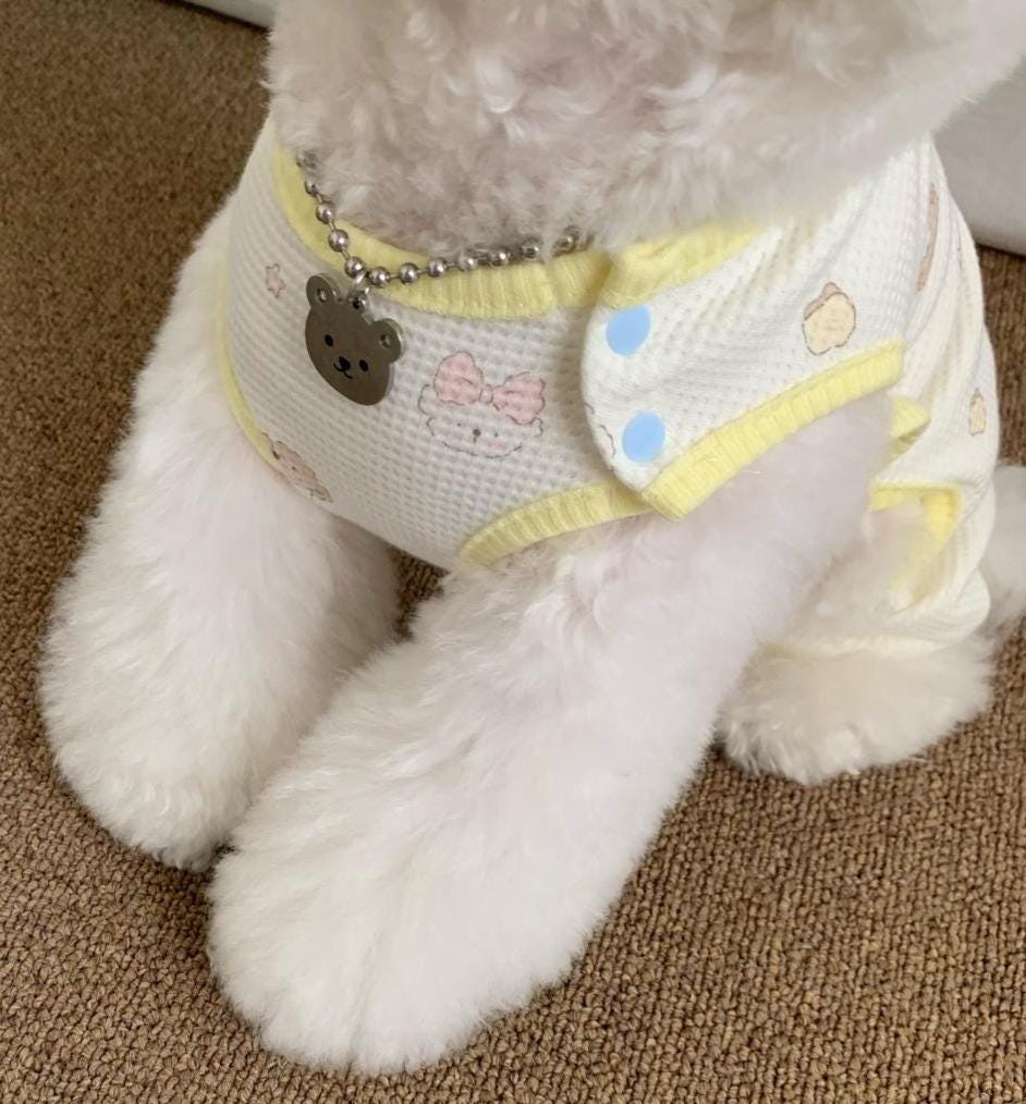 Waffle Bear Print Overall, S-2XL, Dog Romper, Dog Jumpsuit, Dog Pants, Small Dog Clothes, Dog Apparel, NKPUP - NKpup