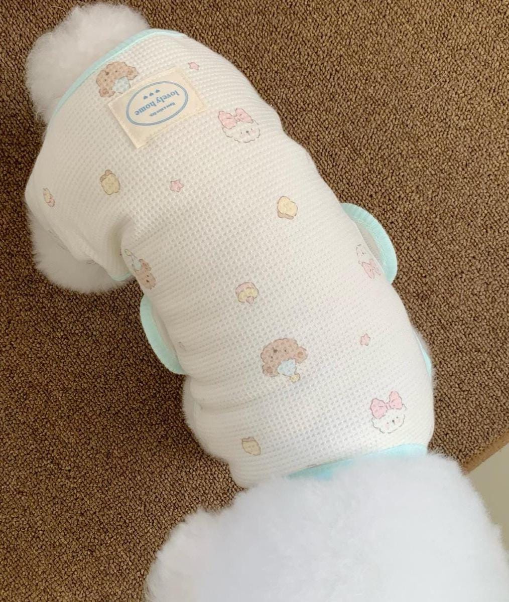 Waffle Bear Print Overall, S-2XL, Dog Romper, Dog Jumpsuit, Dog Pants, Small Dog Clothes, Dog Apparel, NKPUP - NKpup