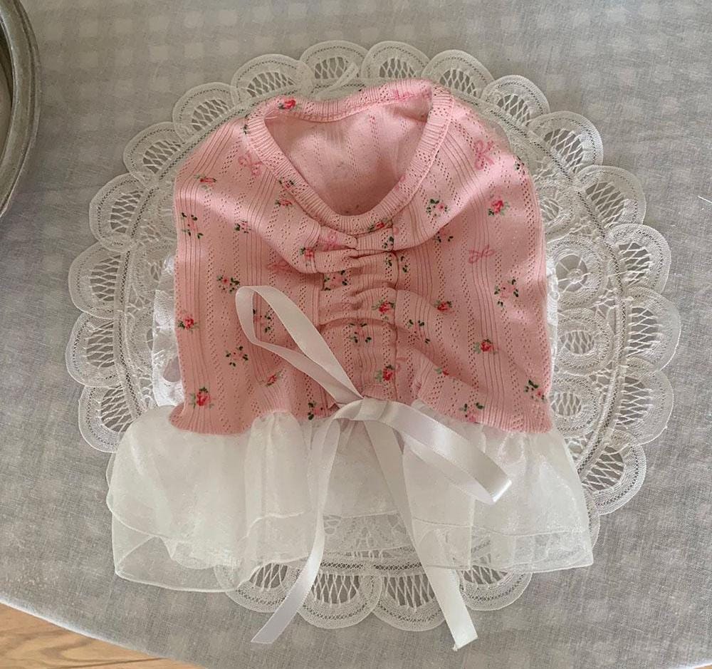 Floral Ribbon Tulle Dress S-XL, Small Dog Clothes, Dog Dress, Dog Wedding, Dog Luxury Dress, NKPUP - NKpup