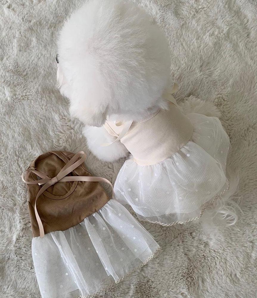 Ribbon Tulle Dress, S-XL, Small Dog Clothes, Dog Dress, Dog Wedding, Dog Luxury Dress, NKPUP - NKpup