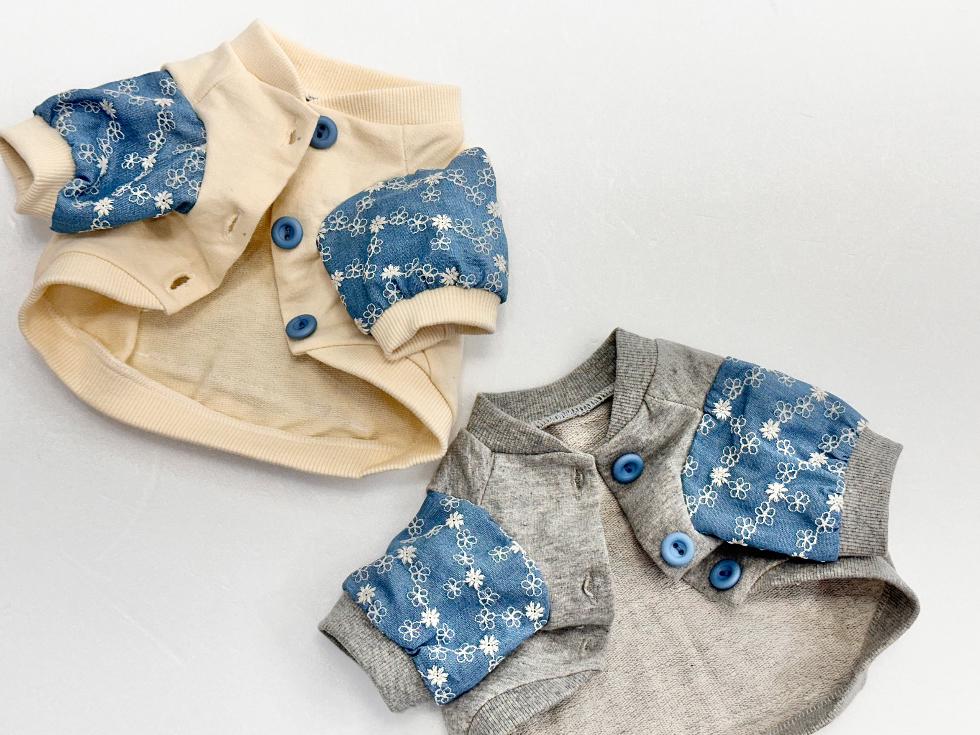 Daisy Denim Patch Jacket, XS-2XL, Pet Clothes, Dog Cardigan, Dog Jacket, Dog Clothes, Dog Winter Top, NKPUP - NKpup