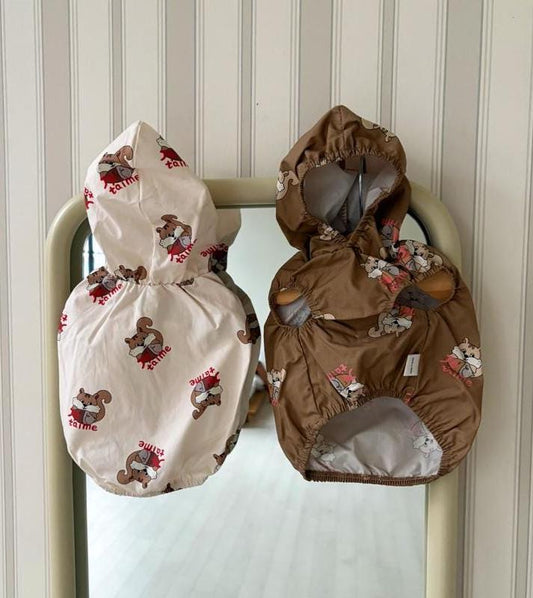 Squirrel Hooded Windbreaker, S-2XL, Dog Jacket, Small Dog Outer, Small Dog Clothes, Gift for Dogs, NKPUP - NKpup