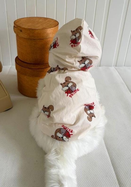Squirrel Hooded Windbreaker, S-2XL, Dog Jacket, Small Dog Outer, Small Dog Clothes, Gift for Dogs, NKPUP - NKpup