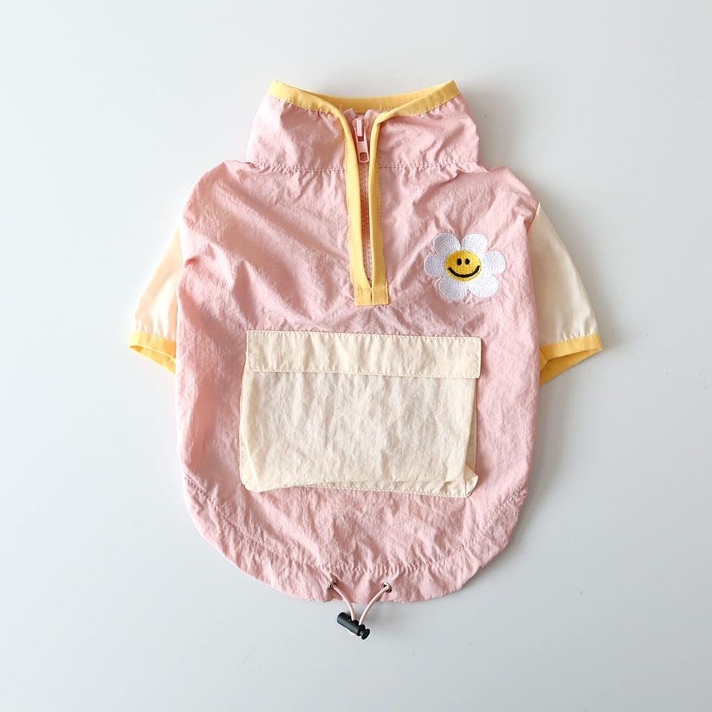 Smiley Daisy Half Zip-up Jacket, S-XL, Small Dog Top, Dog T-shirts, Dog Knit, Dog Clothes - NKpup