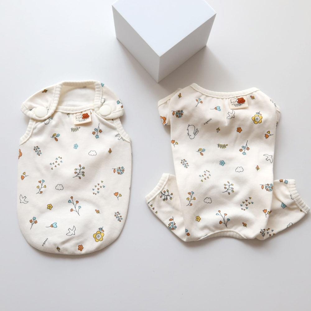 Organic Garden Print Top, S-XL, Pajama Pet, Dog Vest or Jumpsuit, Small Dog Clothes, Dog Outfit, NKPUP - NKpup