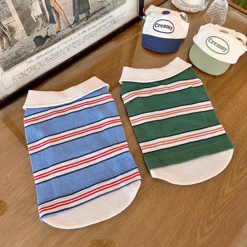Classic Stripe Collar Top, XS-2XL, Small Dog Clothes, Dog Essential Tee, Dog T-shirts, Dog Top, NKPUP - NKpup