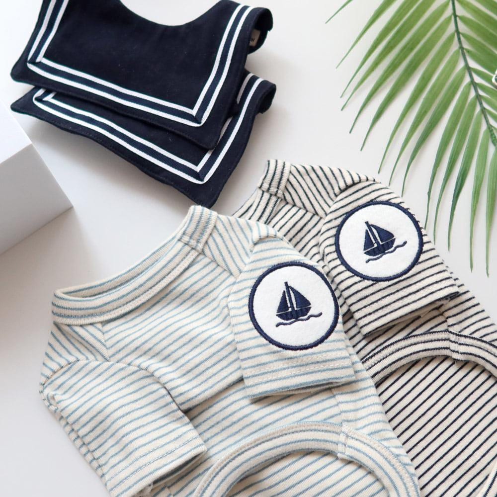 Nautical Stripe Shirt with Sailor Cape, S-XL, Dog Dress, Pet Clothing, Dog Outfit, Dog Summer Dress, Dog Fashion, NKPUP - NKpup