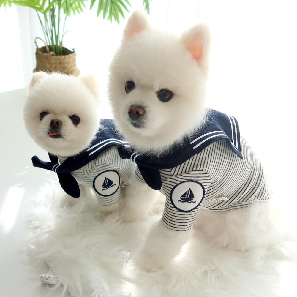 Nautical Stripe Shirt with Sailor Cape, S-XL, Dog Dress, Pet Clothing, Dog Outfit, Dog Summer Dress, Dog Fashion, NKPUP - NKpup