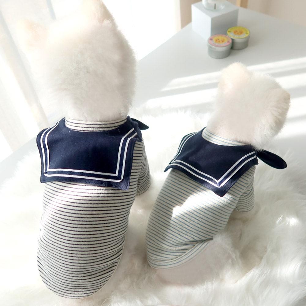 Nautical Stripe Shirt with Sailor Cape, S-XL, Dog Dress, Pet Clothing, Dog Outfit, Dog Summer Dress, Dog Fashion, NKPUP - NKpup