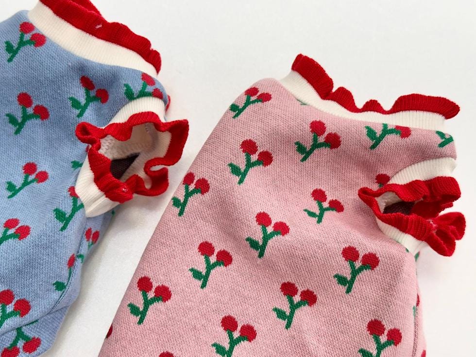 Cherry Knit Frill Tank Top, XS-2XL, Pet Clothing, Dog-Vest, Dog Jacket, Dog Fashion, Dog Apparel, Pet Clothing - NKpup