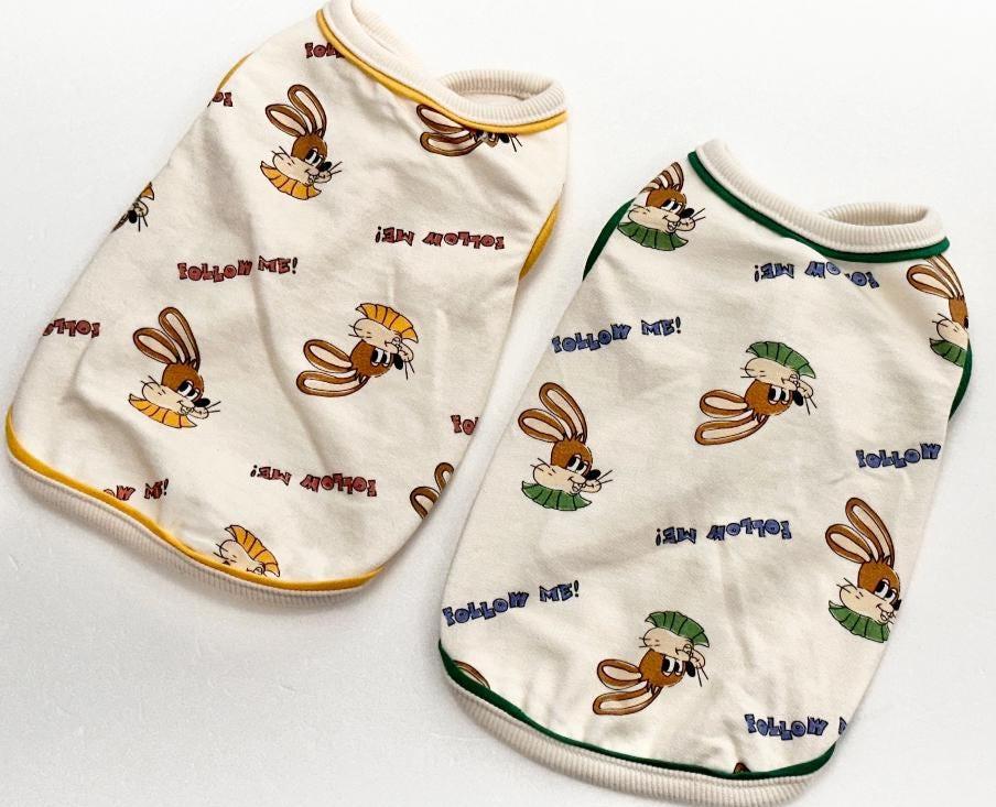 Bunny Print Snap Vest, XS-2XL, Small Dog Clothes, Winter Dog Outfit, Cozy Dog Top, NKPUP - NKpup