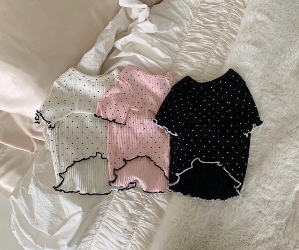 Polka Dot Bow Top, S-XL, Small Dog Clothes, Pet Sweater, Winter Dog Top, Dog Knit, NKPUP - NKpup