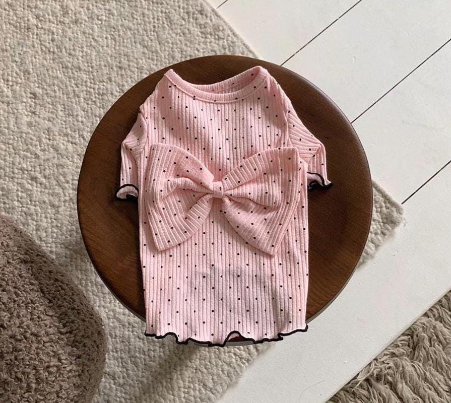 Polka Dot Bow Top, S-XL, Small Dog Clothes, Pet Sweater, Winter Dog Top, Dog Knit, NKPUP - NKpup