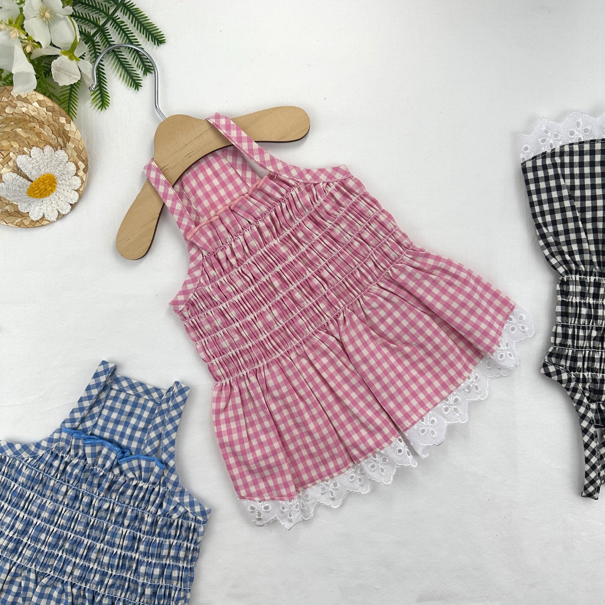 Gingham Lace Dress, S-XL, Dog dress, Dog Top, Dog Clothing, Small Dog Clothes, NKPUP - NKpup