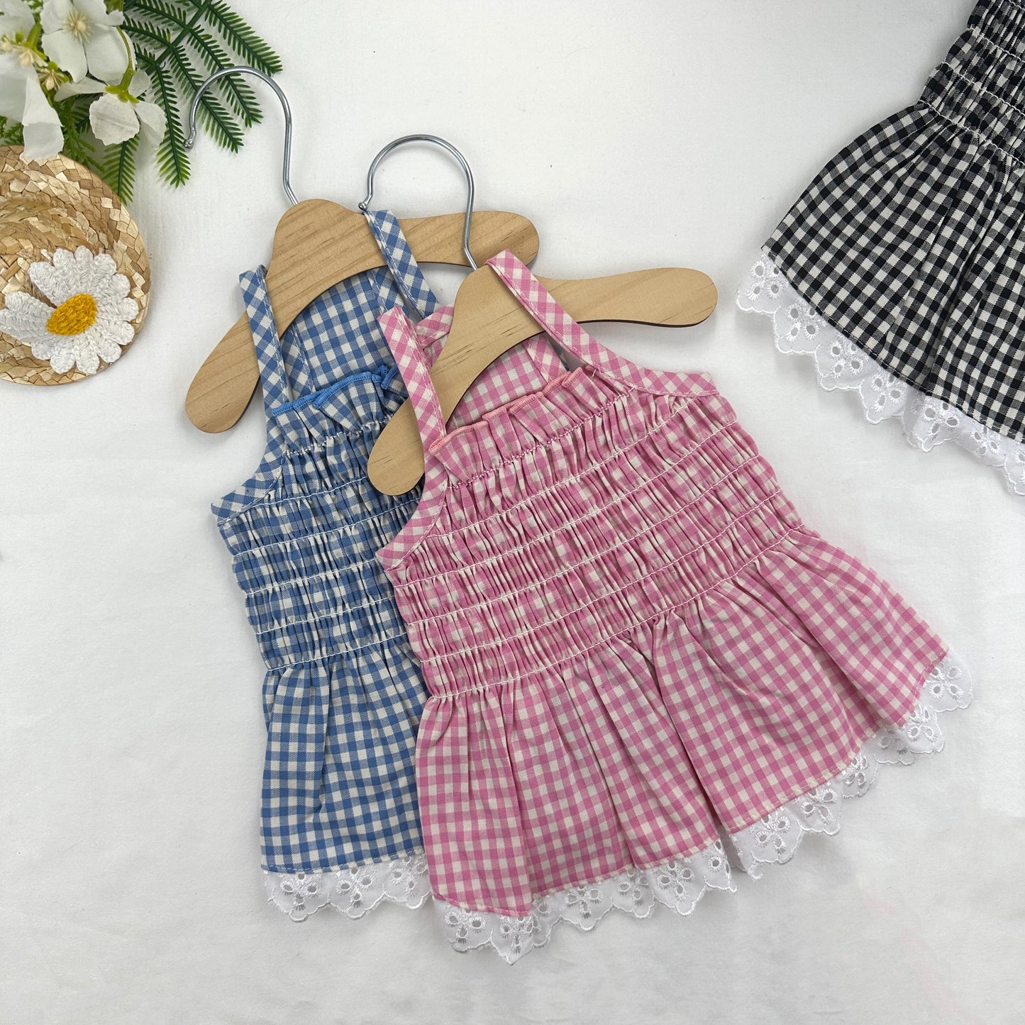 Gingham Lace Dress, S-XL, Dog dress, Dog Top, Dog Clothing, Small Dog Clothes, NKPUP - NKpup