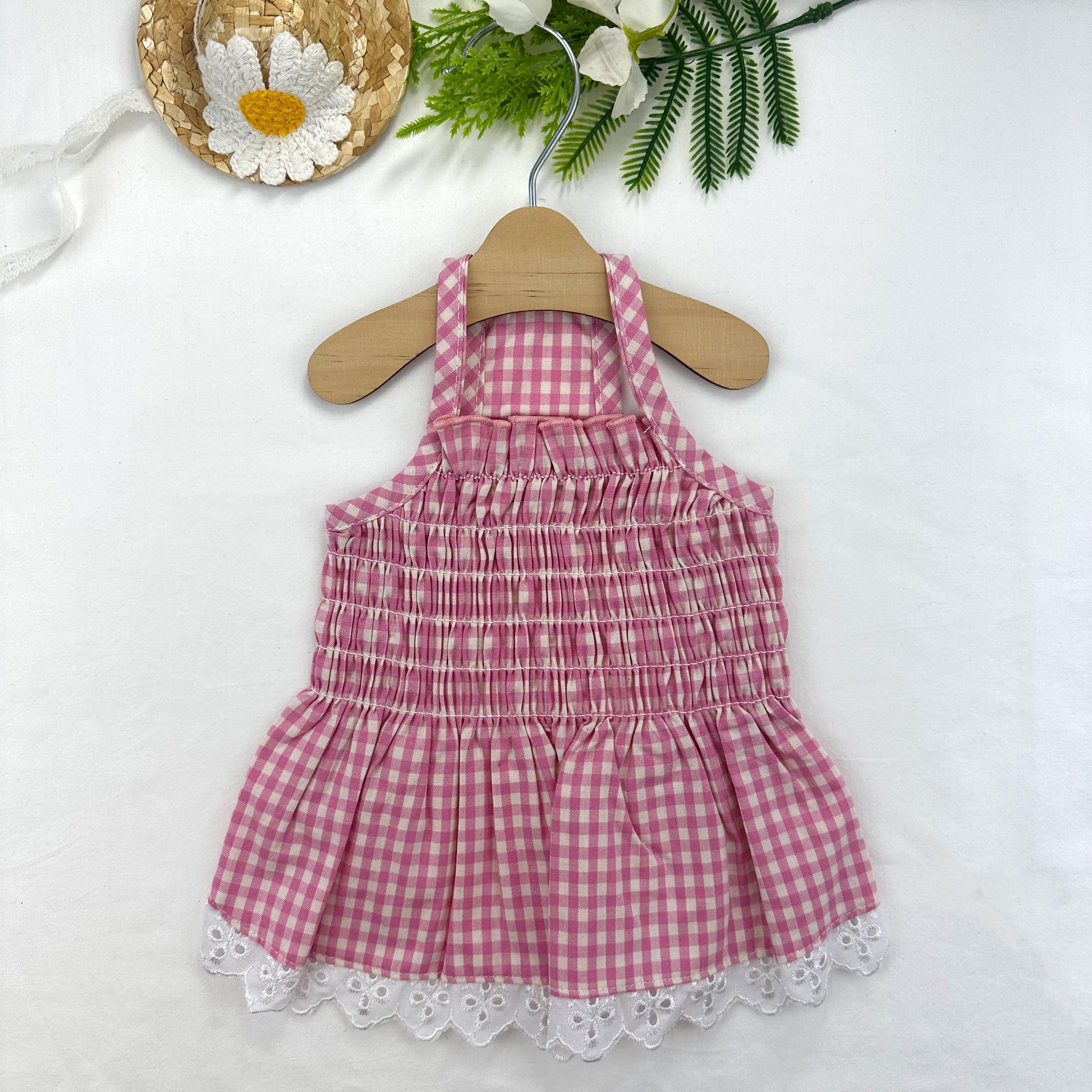 Gingham Lace Dress, S-XL, Dog dress, Dog Top, Dog Clothing, Small Dog Clothes, NKPUP - NKpup