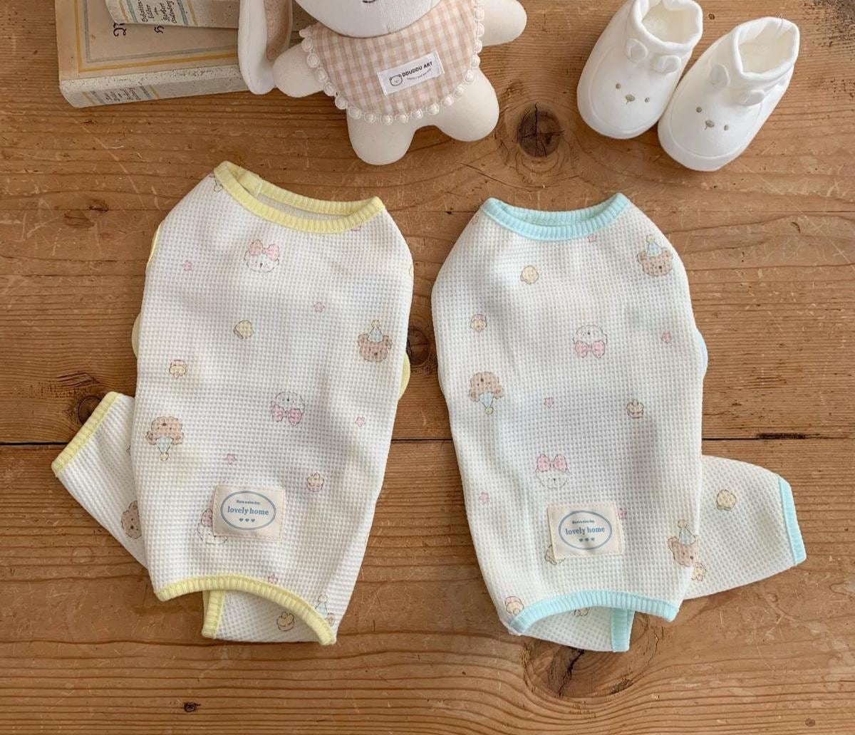 Waffle Bear Print Overall, S-2XL, Dog Romper, Dog Jumpsuit, Dog Pants, Small Dog Clothes, Dog Apparel, NKPUP - NKpup