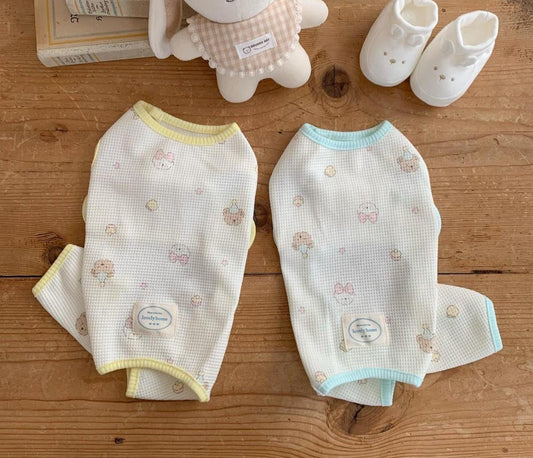 Waffle Bear Print Overall, S-2XL, Dog Romper, Dog Jumpsuit, Dog Pants, Small Dog Clothes, Dog Apparel, NKPUP - NKpup