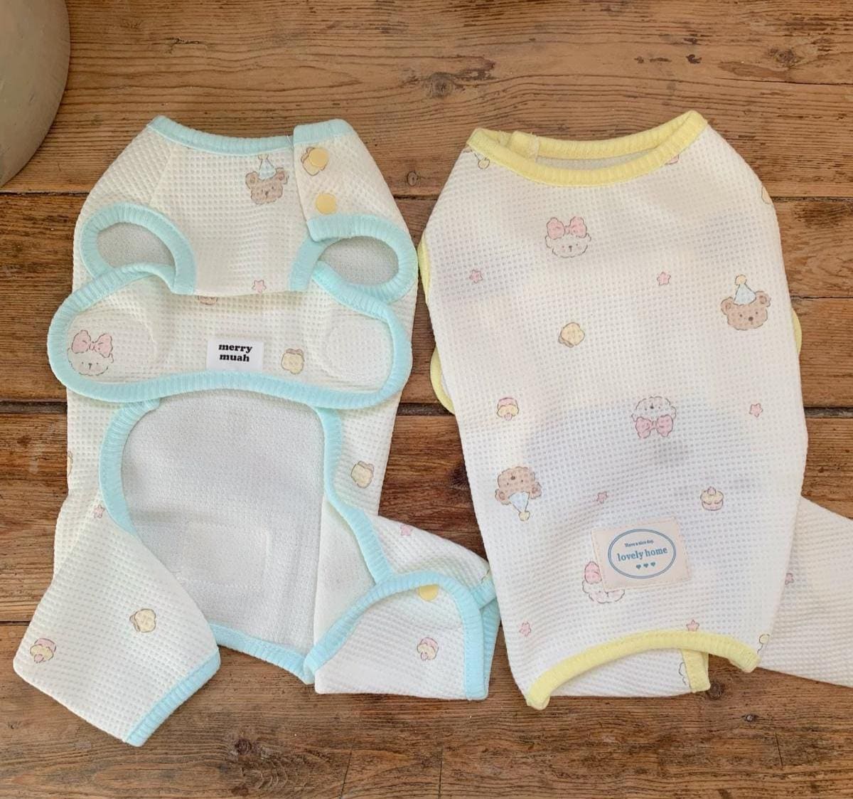 Waffle Bear Print Overall, S-2XL, Dog Romper, Dog Jumpsuit, Dog Pants, Small Dog Clothes, Dog Apparel, NKPUP - NKpup