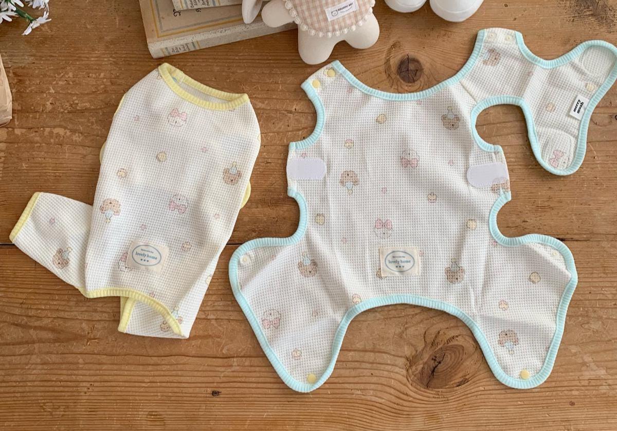 Waffle Bear Print Overall, S-2XL, Dog Romper, Dog Jumpsuit, Dog Pants, Small Dog Clothes, Dog Apparel, NKPUP - NKpup