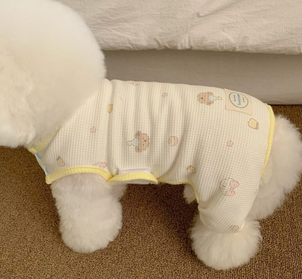 Waffle Bear Print Overall, S-2XL, Dog Romper, Dog Jumpsuit, Dog Pants, Small Dog Clothes, Dog Apparel, NKPUP - NKpup