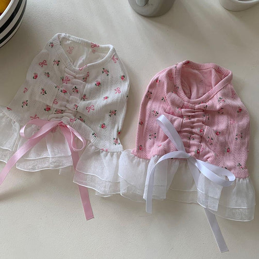 Floral Ribbon Tulle Dress S-XL, Small Dog Clothes, Dog Dress, Dog Wedding, Dog Luxury Dress, NKPUP - NKpup