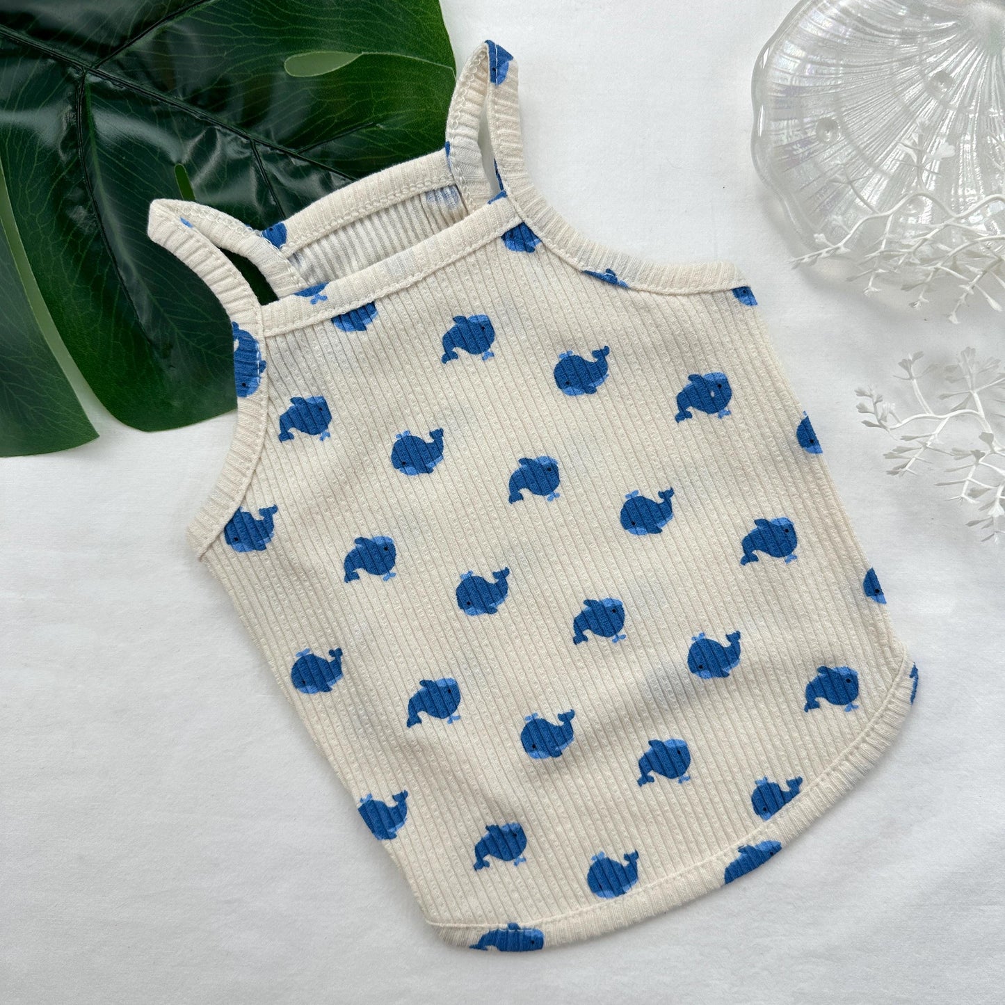 Whale Ribbed Top, S-XL, Small Dog Clothes, Dog Summer Top, Dog Cute Top, Gift for Furry Friends, NKPUP - NKpup