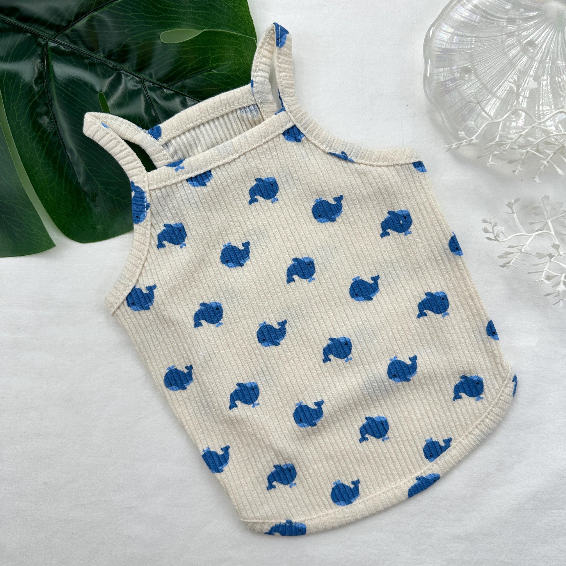 Whale Ribbed Top, S-XL, Small Dog Clothes, Dog Summer Top, Dog Cute Top, Gift for Furry Friends, NKPUP - NKpup