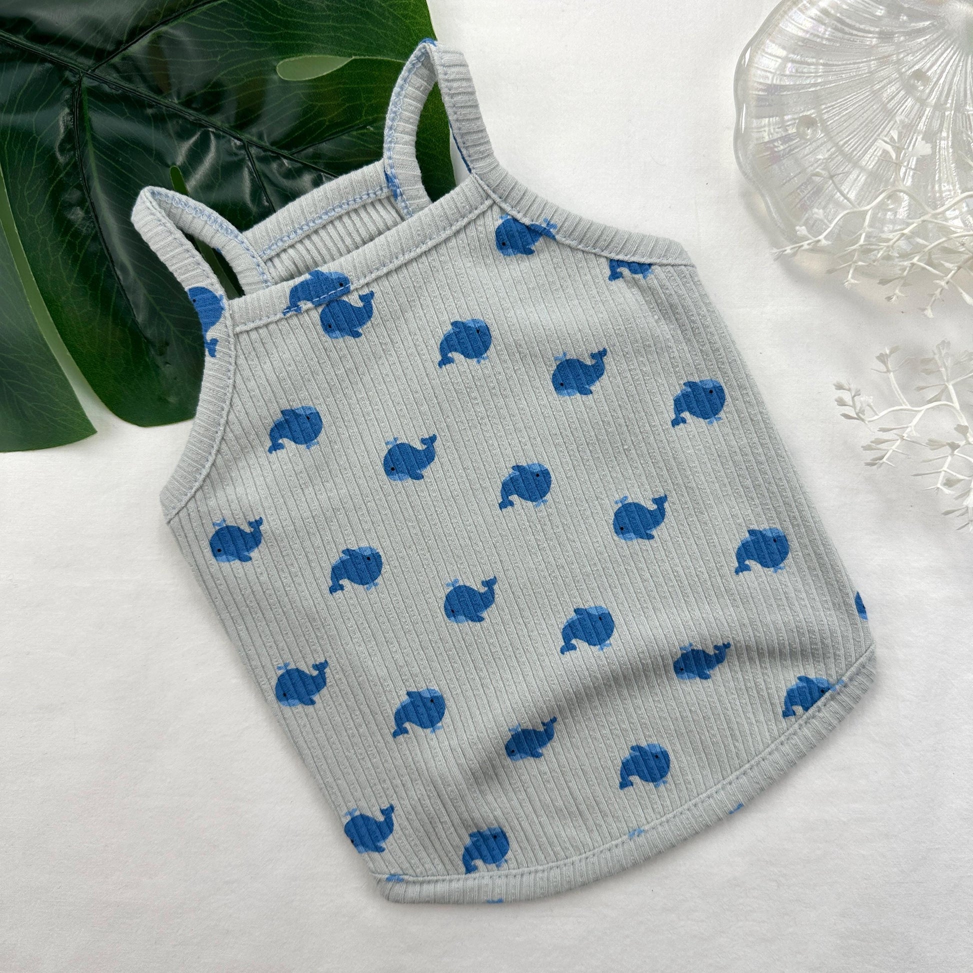 Whale Ribbed Top, S-XL, Small Dog Clothes, Dog Summer Top, Dog Cute Top, Gift for Furry Friends, NKPUP - NKpup