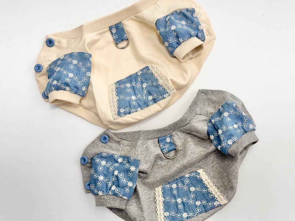 Daisy Denim Patch Jacket, XS-2XL, Pet Clothes, Dog Cardigan, Dog Jacket, Dog Clothes, Dog Winter Top, NKPUP - NKpup