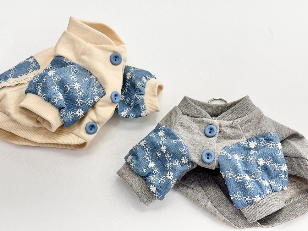 Daisy Denim Patch Jacket, XS-2XL, Pet Clothes, Dog Cardigan, Dog Jacket, Dog Clothes, Dog Winter Top, NKPUP - NKpup