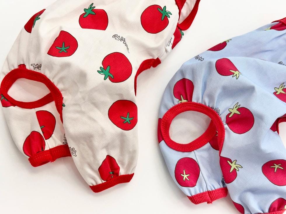 Tomato Print Overall, S-2XL, Dog Romper, Dog Jumpsuit, Dog Pants, Small Dog Clothes, Dog Apparel, NKPUP - NKpup