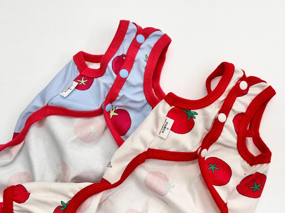 Tomato Print Overall, S-2XL, Dog Romper, Dog Jumpsuit, Dog Pants, Small Dog Clothes, Dog Apparel, NKPUP - NKpup