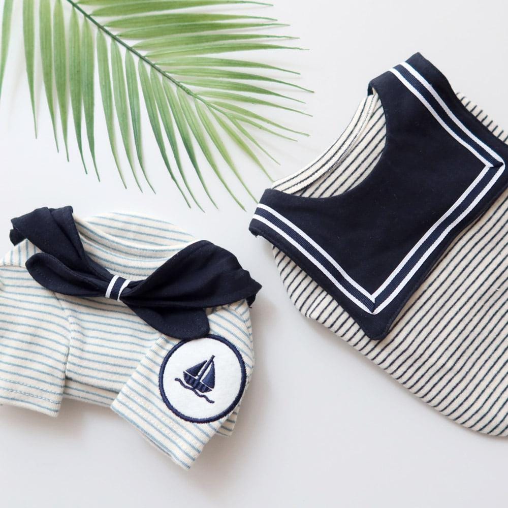 Nautical Stripe Shirt with Sailor Cape, S-XL, Dog Dress, Pet Clothing, Dog Outfit, Dog Summer Dress, Dog Fashion, NKPUP - NKpup