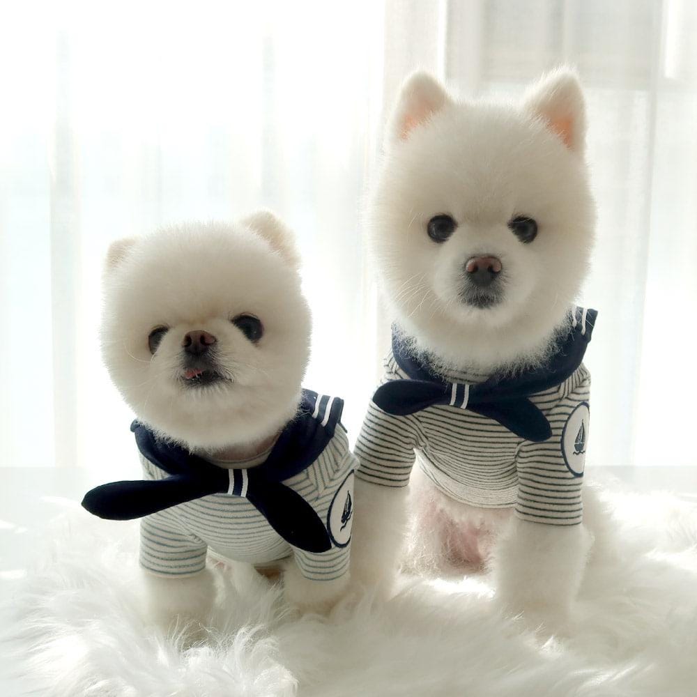 Nautical Stripe Shirt with Sailor Cape, S-XL, Dog Dress, Pet Clothing, Dog Outfit, Dog Summer Dress, Dog Fashion, NKPUP - NKpup