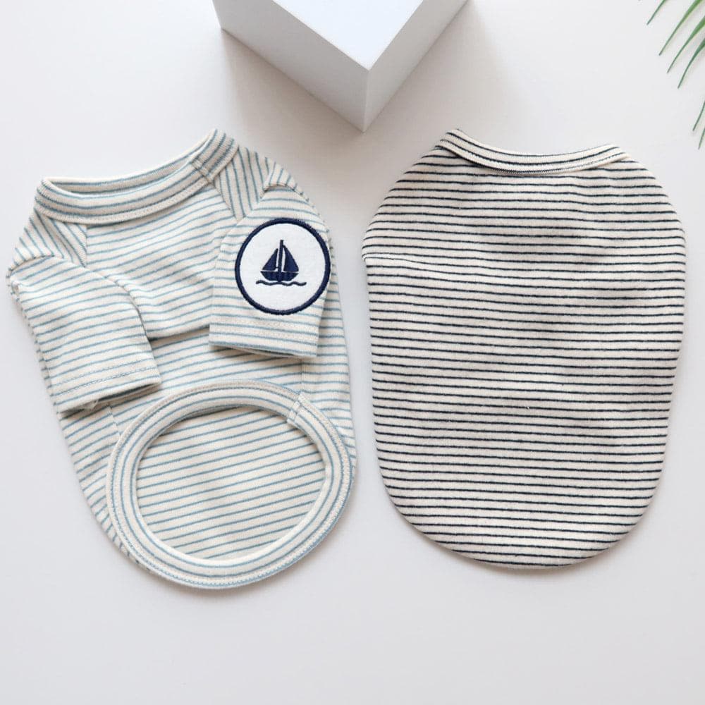 Nautical Stripe Shirt with Sailor Cape, S-XL, Dog Dress, Pet Clothing, Dog Outfit, Dog Summer Dress, Dog Fashion, NKPUP - NKpup