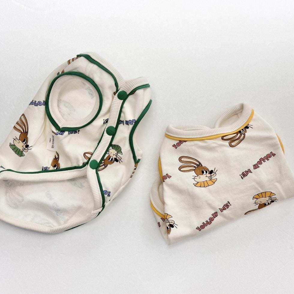 Bunny Print Snap Vest, XS-2XL, Small Dog Clothes, Winter Dog Outfit, Cozy Dog Top, NKPUP - NKpup