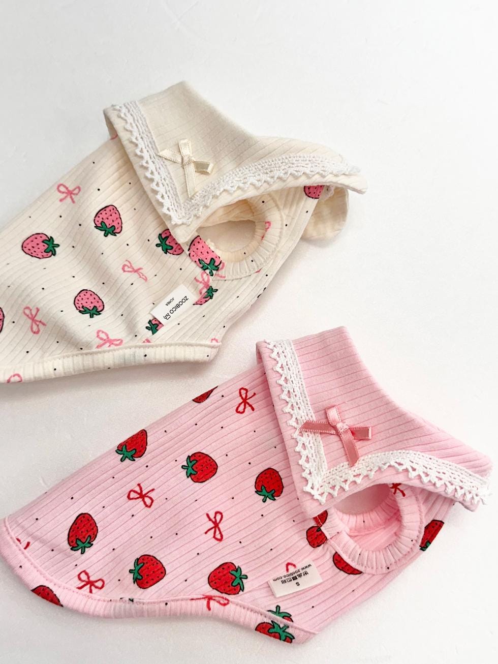 Strawberry Lace Collar Top, XS-2XL, Dog-Tee, Dog T-shirt, Dog Top, Dog Clothing, Dog Fashion, Dog Apparel, Undershirt for Dogs - NKpup